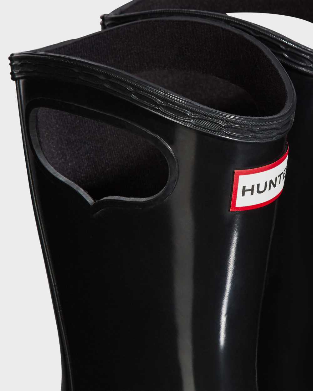 Hunter Original Big Grab Handle Gloss Kids Rain Boots NZ-99958U Black